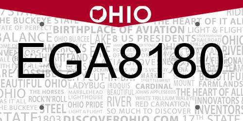 EGA8180 Ohio License Plate