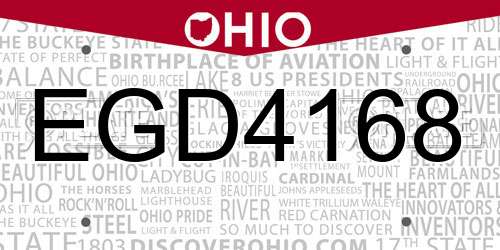 EGD4168 Ohio License Plate