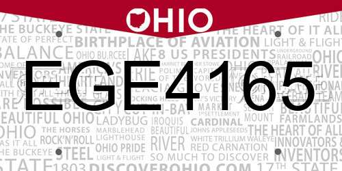 EGE4165 Ohio License Plate