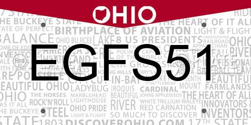 EGFS51 Ohio License Plate