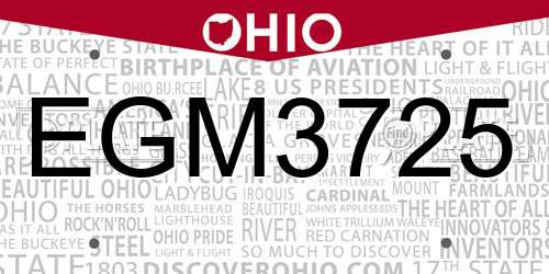 EGM3725 Ohio License Plate