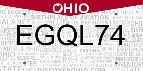 EGQL74 Ohio License Plate