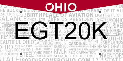 EGT20K Ohio License Plate