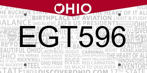 EGT596 Ohio License Plate