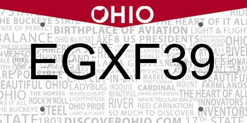 EGXF39 Ohio License Plate
