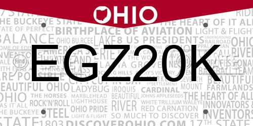 EGZ20K Ohio License Plate