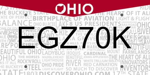 EGZ70K Ohio License Plate