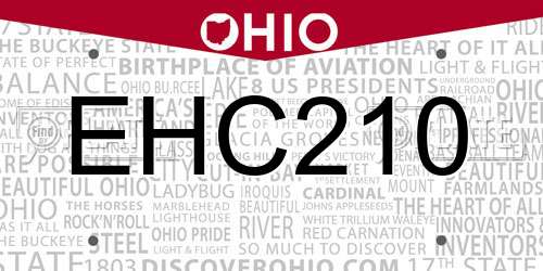 EHC210 Ohio License Plate