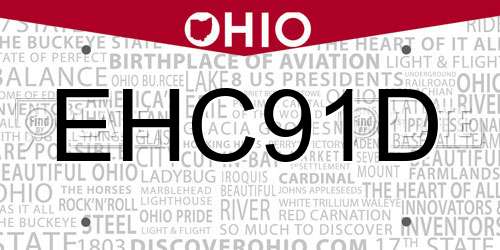 EHC91D Ohio License Plate