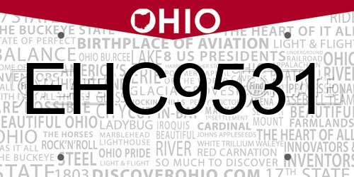 EHC9531 Ohio License Plate