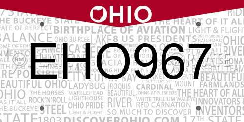 EHO967 Ohio License Plate