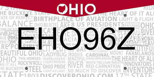 EHO96Z Ohio License Plate
