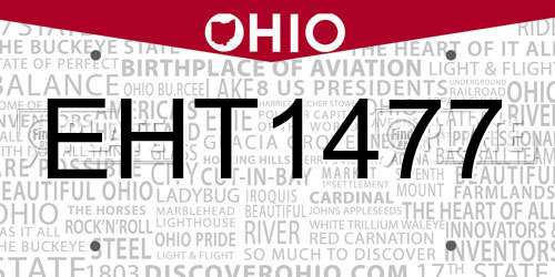 EHT1477 Ohio License Plate