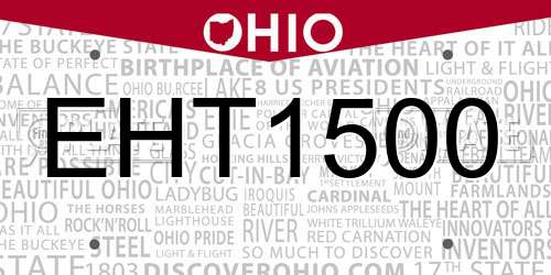 EHT1500 Ohio License Plate