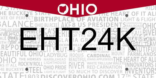 EHT24K Ohio License Plate