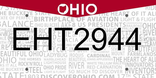 EHT2944 Ohio License Plate