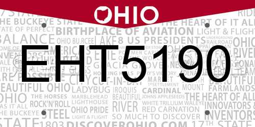 EHT5190 Ohio License Plate