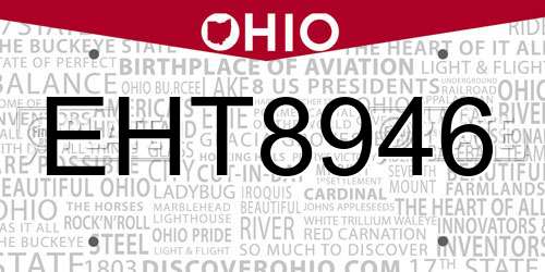 EHT8946 Ohio License Plate