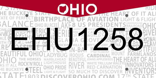 EHU1258 Ohio License Plate