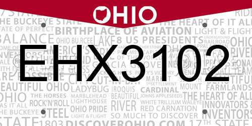 EHX3102 Ohio License Plate