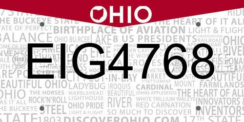 EIG4768 Ohio License Plate