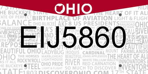 EIJ5860 Ohio License Plate