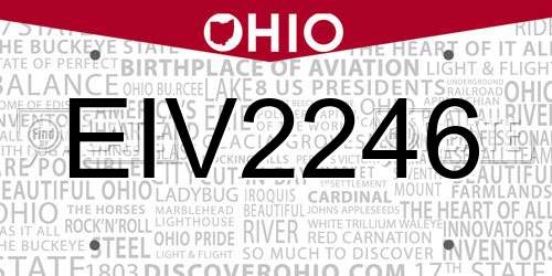 EIV2246 Ohio License Plate