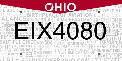 EIX4080 Ohio License Plate