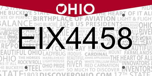 EIX4458 Ohio License Plate