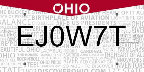 EJ0W7T Ohio License Plate
