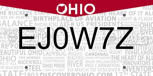 EJ0W7Z Ohio License Plate