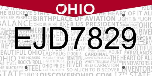EJD7829 Ohio License Plate