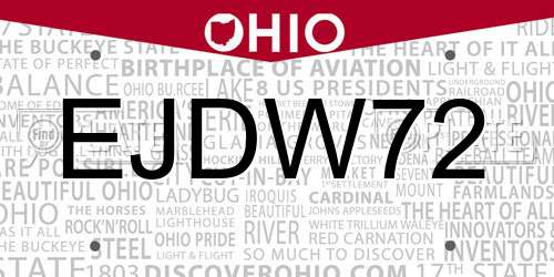 EJDW72 Ohio License Plate