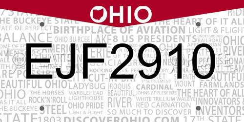 EJF2910 Ohio License Plate