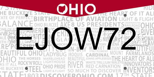 EJOW72 Ohio License Plate