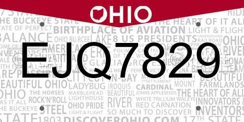 EJQ7829 Ohio License Plate