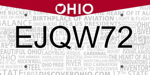EJQW72 Ohio License Plate