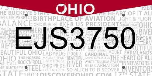 EJS3750 Ohio License Plate