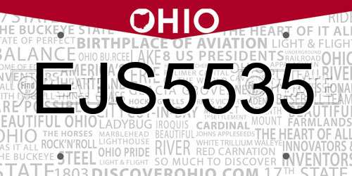 EJS5535 Ohio License Plate