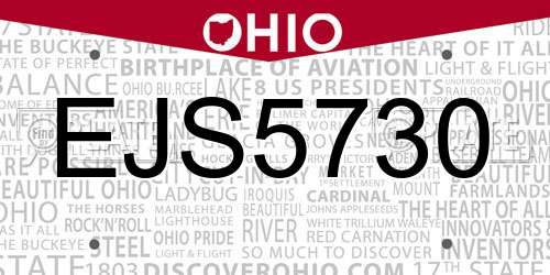 EJS5730 Ohio License Plate