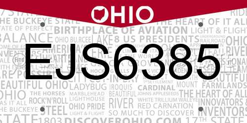 EJS6385 Ohio License Plate