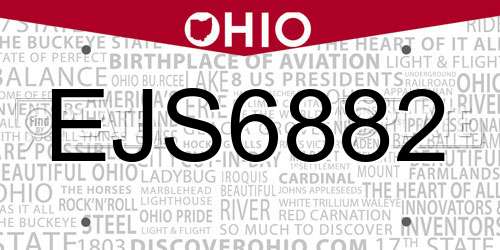 EJS6882 Ohio License Plate