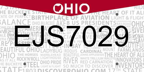EJS7029 Ohio License Plate
