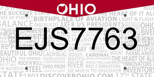 EJS7763 Ohio License Plate