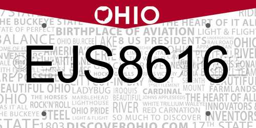 EJS8616 Ohio License Plate