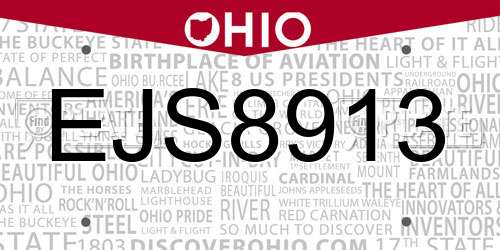 EJS8913 Ohio License Plate