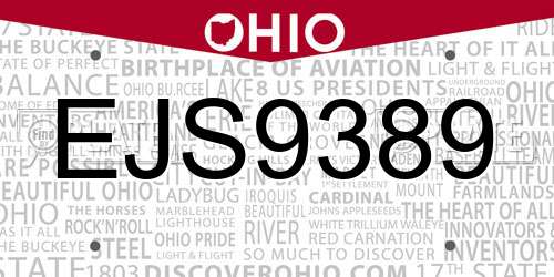 EJS9389 Ohio License Plate