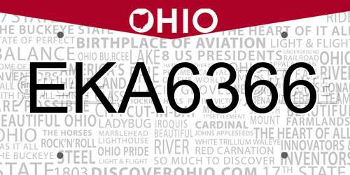 EKA6366 Ohio License Plate