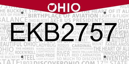 EKB2757 Ohio License Plate