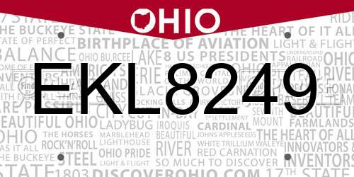 EKL8249 Ohio License Plate